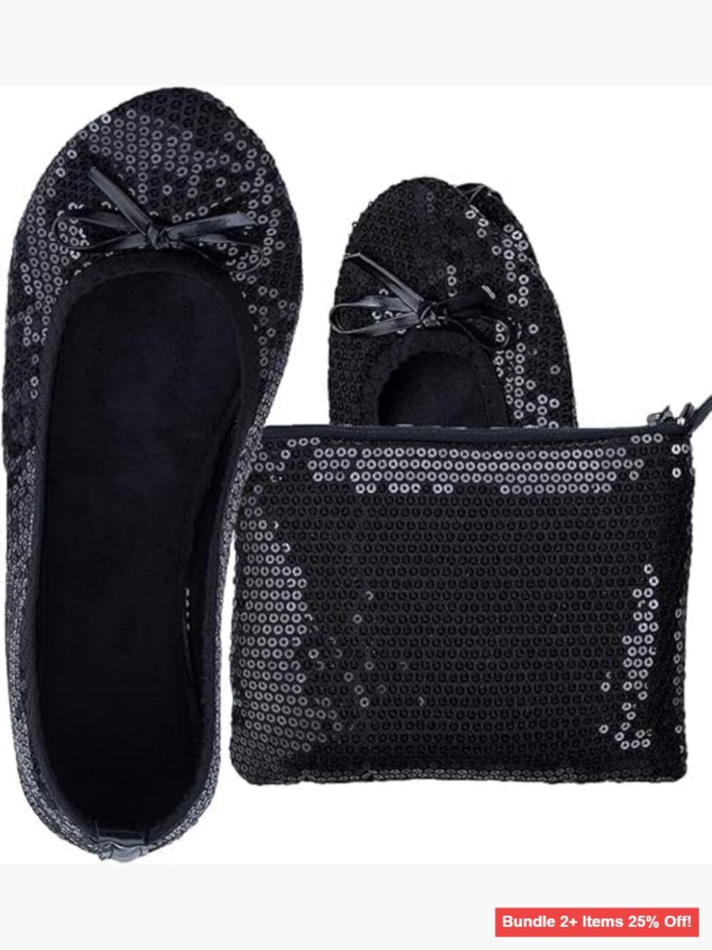 Foldable Ballet Flats with Pouch for Travel Wedding Dance Comfort